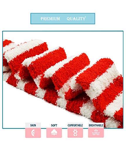 Image of Wander G Womens Over Knee High Fuzzy Socks Cute Cartoon Thigh High Stockings Warm Stripe Leg Warmers