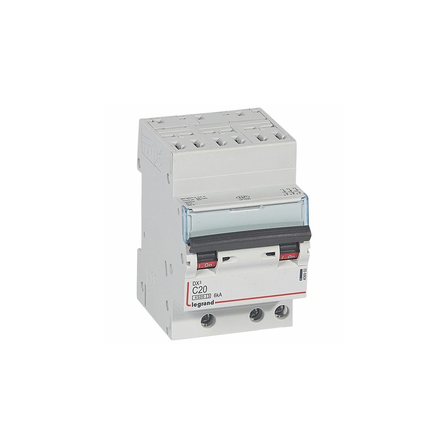 406902 Disjoncteur triphasé 20A - 3P Courbe C - 4,5/6kA - Automatique et vis - Legrand DX3