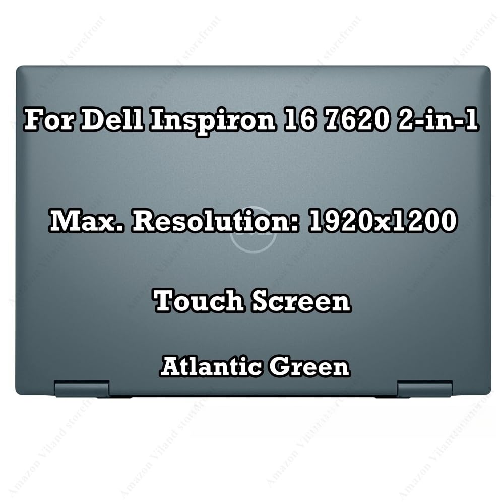 15"" Replacement for Dell Inspiron 16 7620 2-in-1 FHD 1920×1200 LCD LED Display Complete Touch Screen Panel Assembly (Atlantic Green)