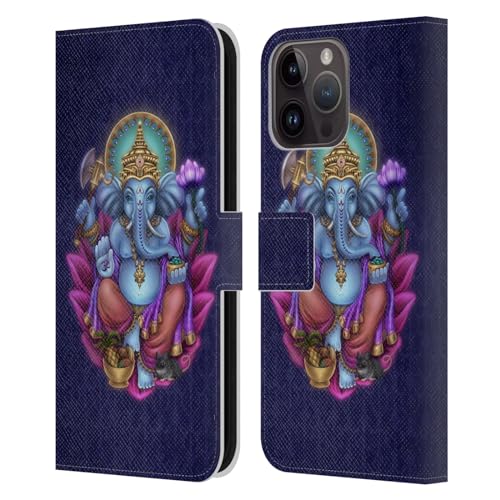 Funda iPhone 15 Pro Max estilo cartera para viajar con diseño sagrado de Ganesha