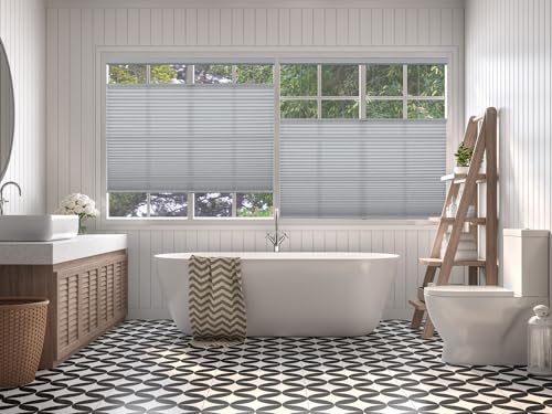 BlindsAvenue Cordless Top Down Bottom Up Cellular Honeycomb Shade, 9/16" Single Cell, Light Filtering, Gray Sheen, Size: 42" W x 48" H