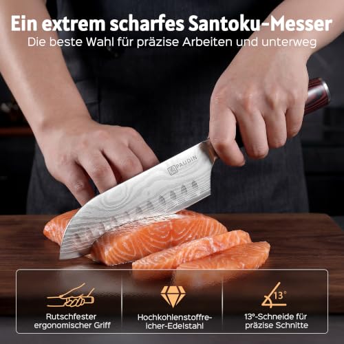 PAUDIN Santokumesser 13 cm, Ultrascharfes Küchenmesser – Ansicht 2