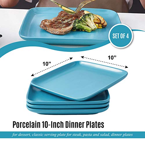 Bruntmor Dinner Plates Plate Set 10 Inch Set Of 4, Heavy Duty Ceramic Dinner Plates Teal 10 Inc Bundle With Plate Set Dinner Serving 8-Inch Set Of 4, Heavy Duty Ceramic Dinner Plates Teal 8 Inch #TOP5