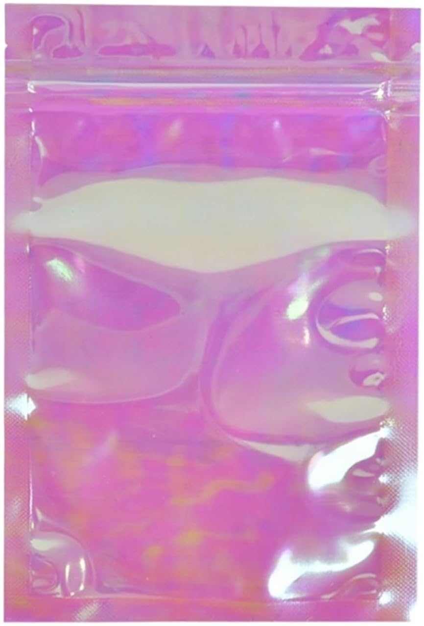 Mylar Zip Lock Bags, Pink Mylar Ziplock Storage Bags Flat Zip Lock Multiple Sizes(12x18cm)