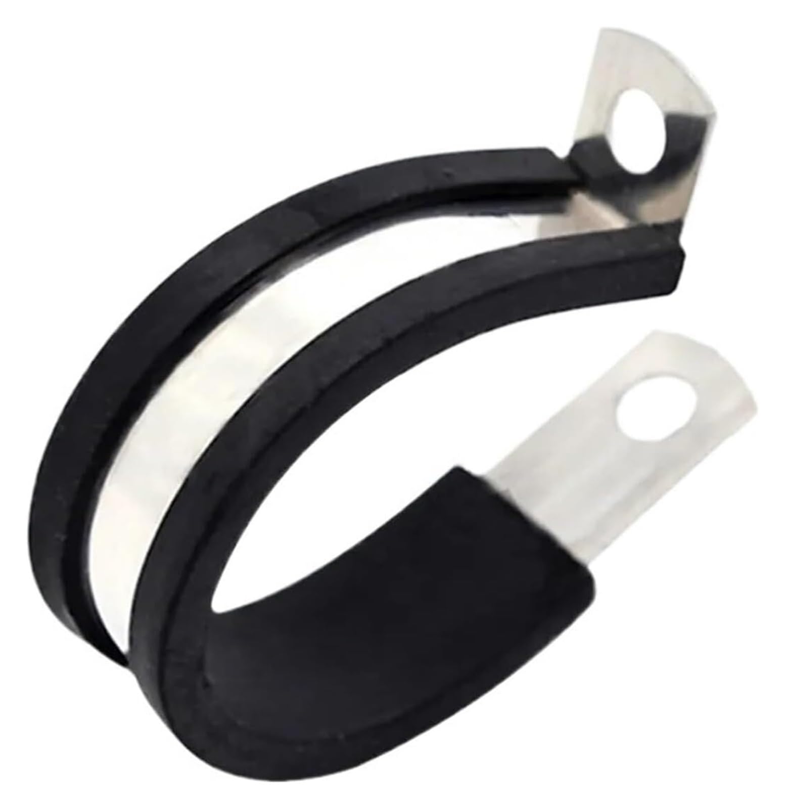 Rubber Lined P Clips, 2Pcs 304 Stainless Steel Black Rubber Lined P Clips Cable Mounting Hose Pipe Clamp 6-55mm(55MM 2PCS)