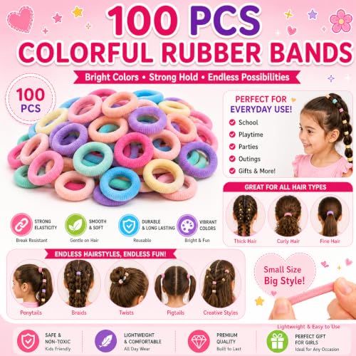 Image of 150 Pcs Hair Accessories for Kids Girls | Cute Baby Hair Clips, Rubber Bands, Hair Beads & Mini Claw Clips Combo | Hair Accessories for Baby Girl | Kids Hair Clips Set | Mixed Designs