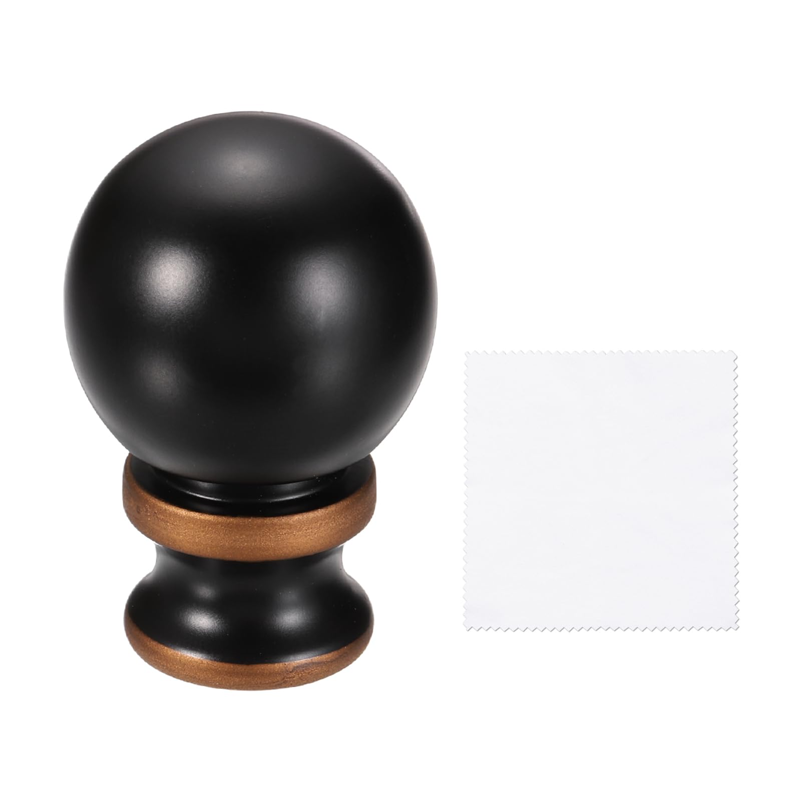 sourcing map 1.5" Ball Tall Lamp Finials, 1/4-27 Thread Lamp Cap Knob Decoration Screw Cap Nuts with Cleaning Cloth for Table Floor Lighting Fixtures Shade Holder Decor, Rubbed Bronze