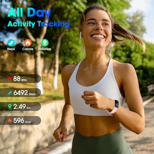 Image of Long Battery Pedometer Watch 14 Days Battery Life, Slim Design No App /Phone Required Fitness Tracker, 50 Meters Waterproof Smart Watch, Heart Rate & Blood Oxygen Monitor Step Counter for Men Women