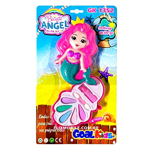 Kit Conjunto de Maquiagem Sereia Infantil com Batom Aplicador Sombra Aplic�vel