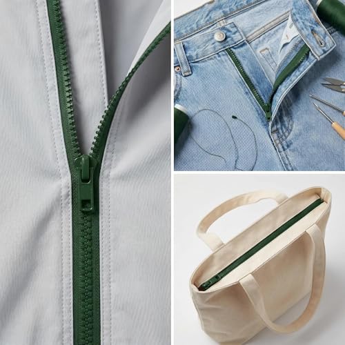 Image of Sawoake 2PCS #5 41 Inch Snparating Jacket Zippers for Sewing Coats Jacket Zipper Green Molded Plastic Zippers Bulk Tailor DIY Sewing Tools for Garment /Bags /Home Textile