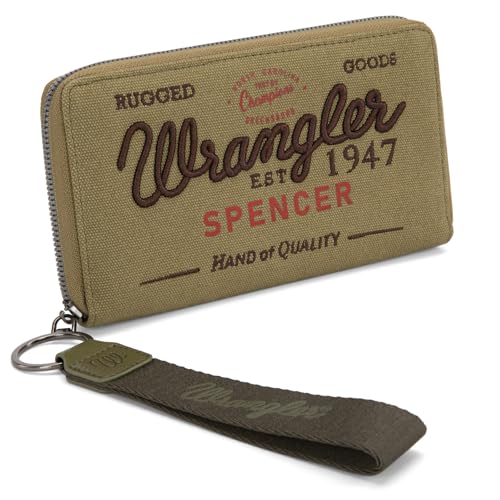 Image of Montana West X Wrangler Wristlet Wallets for Women Classic Retro Wallet Purse Bifold Credit Card Wallets for Women Oversized Logo Clutch Wristlet