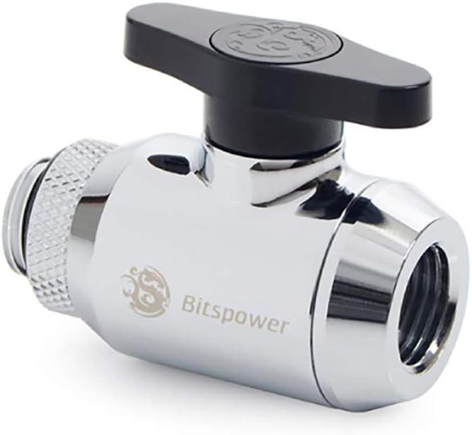Bitspower Mini Valve with Rotary G1/4" Extender and Inner G1/4" Port, Silver Shining