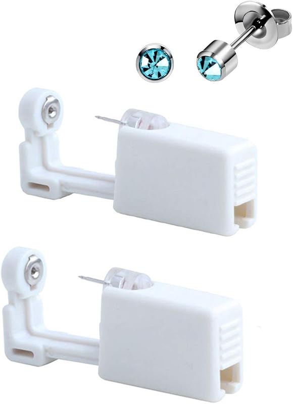 Silver Angel Kit descartável para piercing de orelha com brinco de 3 mm, 2 unidades