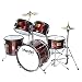 Mendini by Cecilio 16 inch 5-Piece Complete Kids/Junior Drum Set with Adjustable Throne, Cymbal, Pedal & Drumsticks, Metallic Wine Red, MJDS-5-WR