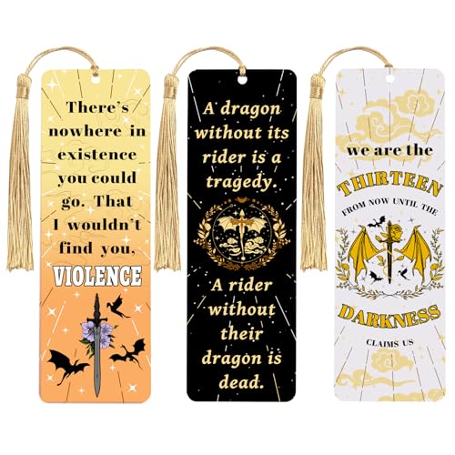 LParkin 3PCS Bookish Merch Fourth Wing & Throne of Glss Dragon Acrylic Bookmarks for Men Unique Dragon Bookmark Collection Bookish Gifts for Book Lovers Page Markers for Bookworms