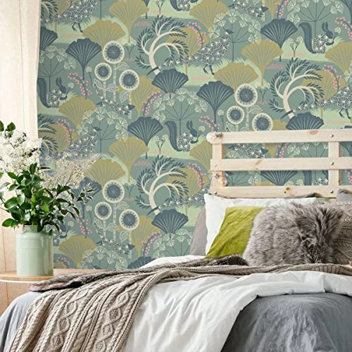 Livebor Floral Peel And Stick Wallpaper Green Floral Contact Paper 17.7Inch X 196.8Inch Vintage Wallpaper Botanical Decorative Wallpaper Peel And Stick Removable Floral Wallpaper Self Adhesive Vinyl #TOP2
