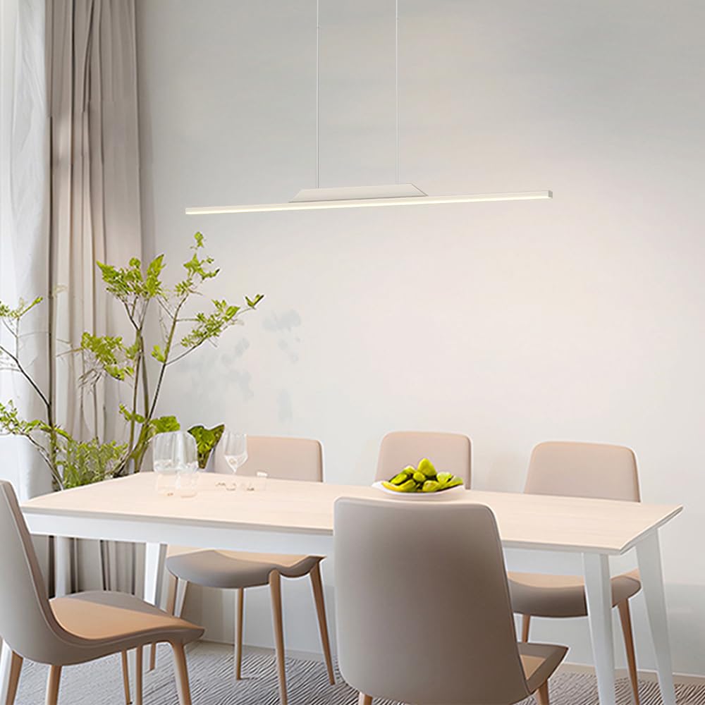 Ściemnialne liniowe światło wiszące Nowoczesne wiszące lampy sufitowe Kitchen Island Oprawa oświetleniowa o długich żyrandolach ze striptizem do stołu do jadalni Oświetlenie biurowe z pilotem