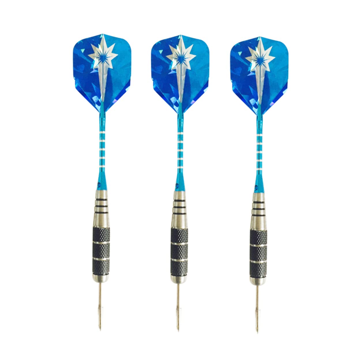 BRIGHTFUFU 3Pcs Professional Needle Tipped with Aluminum Rods and Blue Sequin Flights for Sports Events and Recreational Activities Durable and