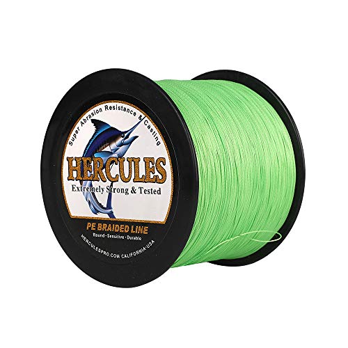 HERCULES Braided Fishing Line 2000m 2187yds 10lbs-200lbs Pe Superline 8 Strands (Fluorescent Green 120lb/54.5kg 0.58mm)