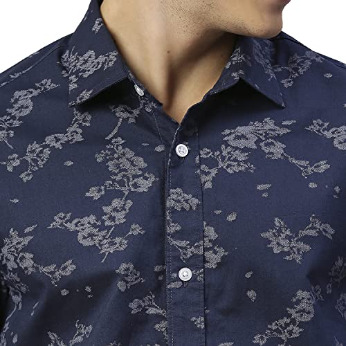Image of HIGH Star Men Blue Floral Printed Casual Shirt