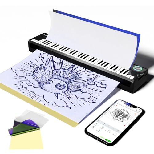 Image of PeriPage P90-Pino Wireless Tattoo Stencil Printer, Thermal Tattoo Machine with Inkless Tech, Inspired by Piano Design Portable Tattoo Printer Kit Compatible with Phone, Pad & PC