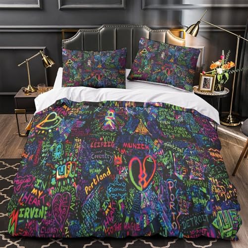 Housse de couette 3D vibrant avec motifs graffiti pour lit adulte et enfant King - 2