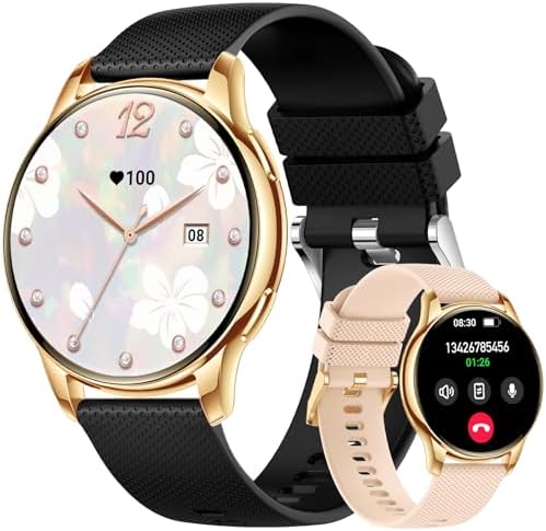 BHKDCMDL Smart Watches for Women Men, 1.3" Fitness Tracker Watch with Heart Rate/Sleep Monitor/Spo2/100+ Sports/Bluetooth Call/DIY Watch Face, Smartwatch for Android Phones/iPhone (Black)