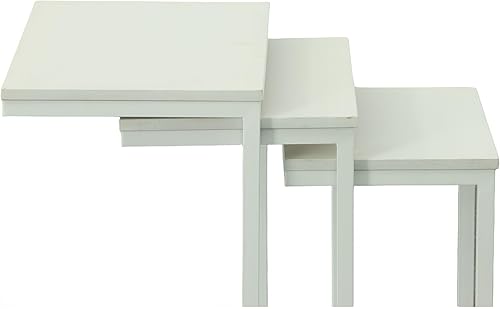 Miniatura 1 de Carolina Chair & Table Juego de mesa anidable rectangular de 3 piezas, marco de acero aleado con parte superior de madera, muebles que ahorran