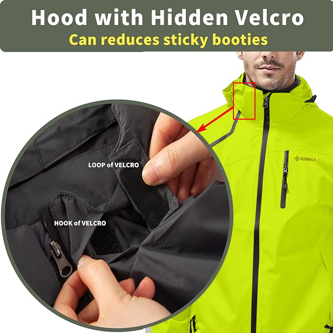 Image of Mens Lightweight Waterproof Jacket Windproof Rain Hooded jackets for Running Hiking Cycling Travel M-7XL