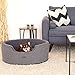 lionto Hundebett mit Wendekissen und waschbarem Bezug, formstabiles Hundekörbchen mit Anti-Rutsch-Noppen, 73x60 cm, kuscheliges Heimtierbett für Hunde und Katzen mit Plüsch, grau