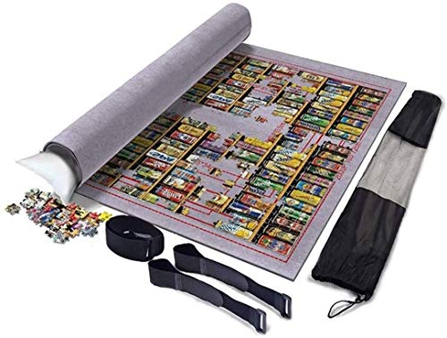 JIADUOBAO-p Tragbare Puzzles Mat Puzzle Isomatte mit Spielraum-Speicher-Beutel, Spielmatte Puzzles Blanket Saver Tabelle Boden Roll Up Filzmatte for bis zu 1500pcs / 2000 Stück (grau) p