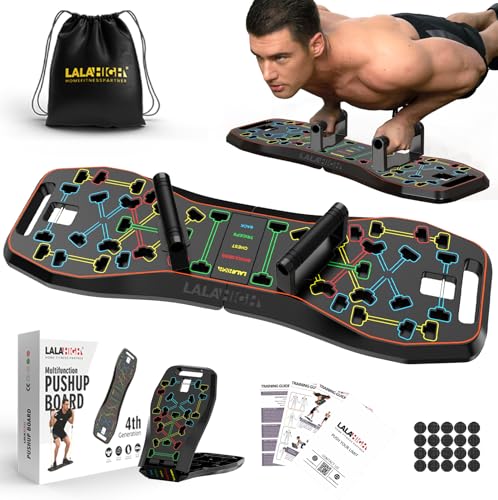 LALAHIGH Push Up Board,36 in 1 Home Gym Equipment with Ab Roller Wheel & Resistance Bands, Portable...
