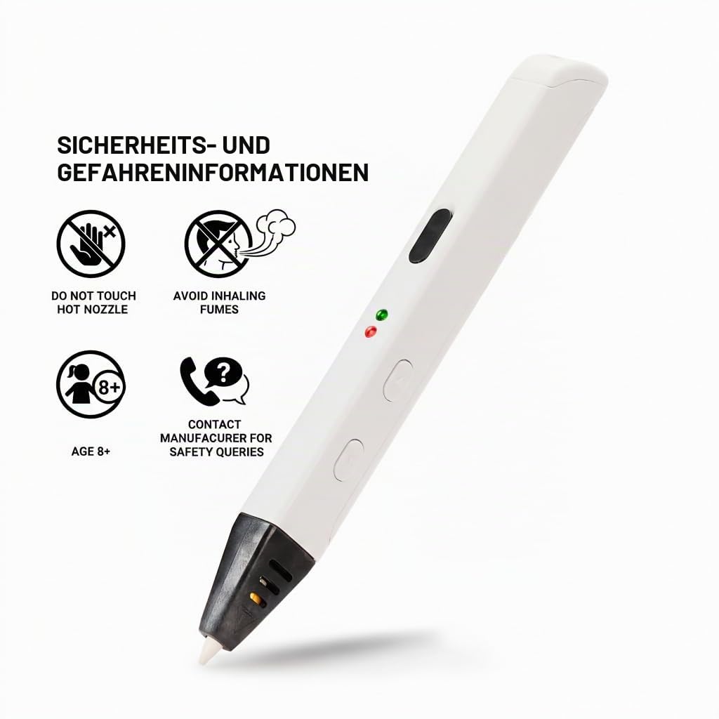 Artnova 3D-Stift mit 10 PLA-Farbfilamenten (30 m) – 3D-Druckerstift mit präziser Steuerung, EU-Adapter, Einstellwerkzeug, kreatives Geschenk.