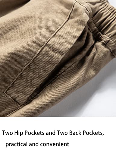 Boys' Solid Color Drawstring Elastic Waist Chino Pants4