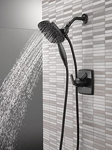 Image of Delta Faucet Ashlyn 17 Series Dual-Handle Delta Shower Trim Kit with In2ition 2-in-1 Shower Head with Handheld Spray, Matte Black Shower Fixture, Matte Black T17264-BL-I (Valve Not Included)