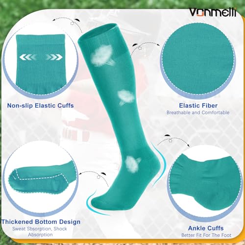 Image of VONMELLI Youth Baseball Belt and Socks Combo, Elastic Softball Belts and Socks for Boys and Adult (2 Pairs of Socks & 1 Belt)