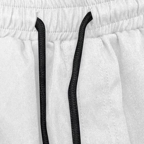 Image of Mens Casual Shorts Cotton Drawstring Summer Beach Stretch Hiking Golf Short Solid Color Joggers Shorts Pockets