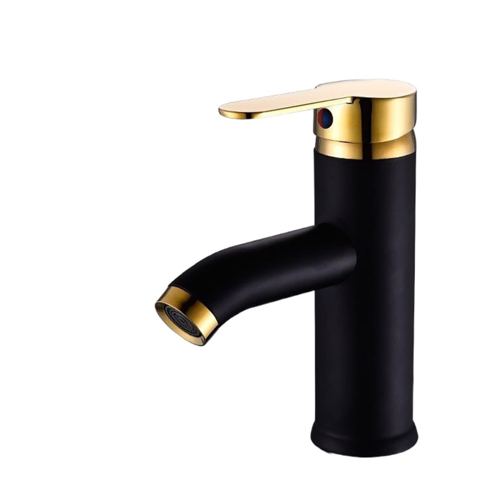 CVFRDD Basin Sink Bathroom Faucet, Deck Mounted Hot Cold Water Basin Mixer Taps, Matte Black Gold Lavatory Sink Tap Crane Toilet Faucet(03 Short)