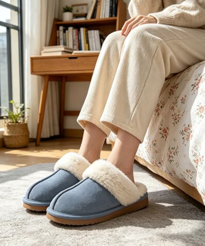 Image of Litfun Women's Fuzzy Memory Foam Slippers Fluffy Winter House Shoes Indoor and Outdoor