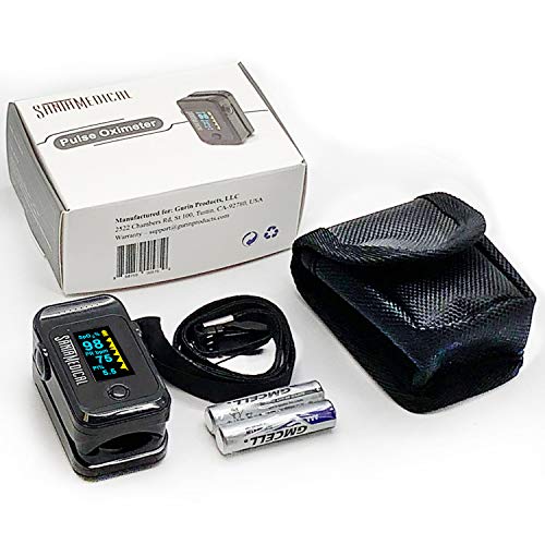Santamedical Dual Color OLED Pulse Oximeter Fingertip, Blood Oxygen Saturation Monitor (SpO2) with Case, Batteries and Lanyard - Thumbnail 7