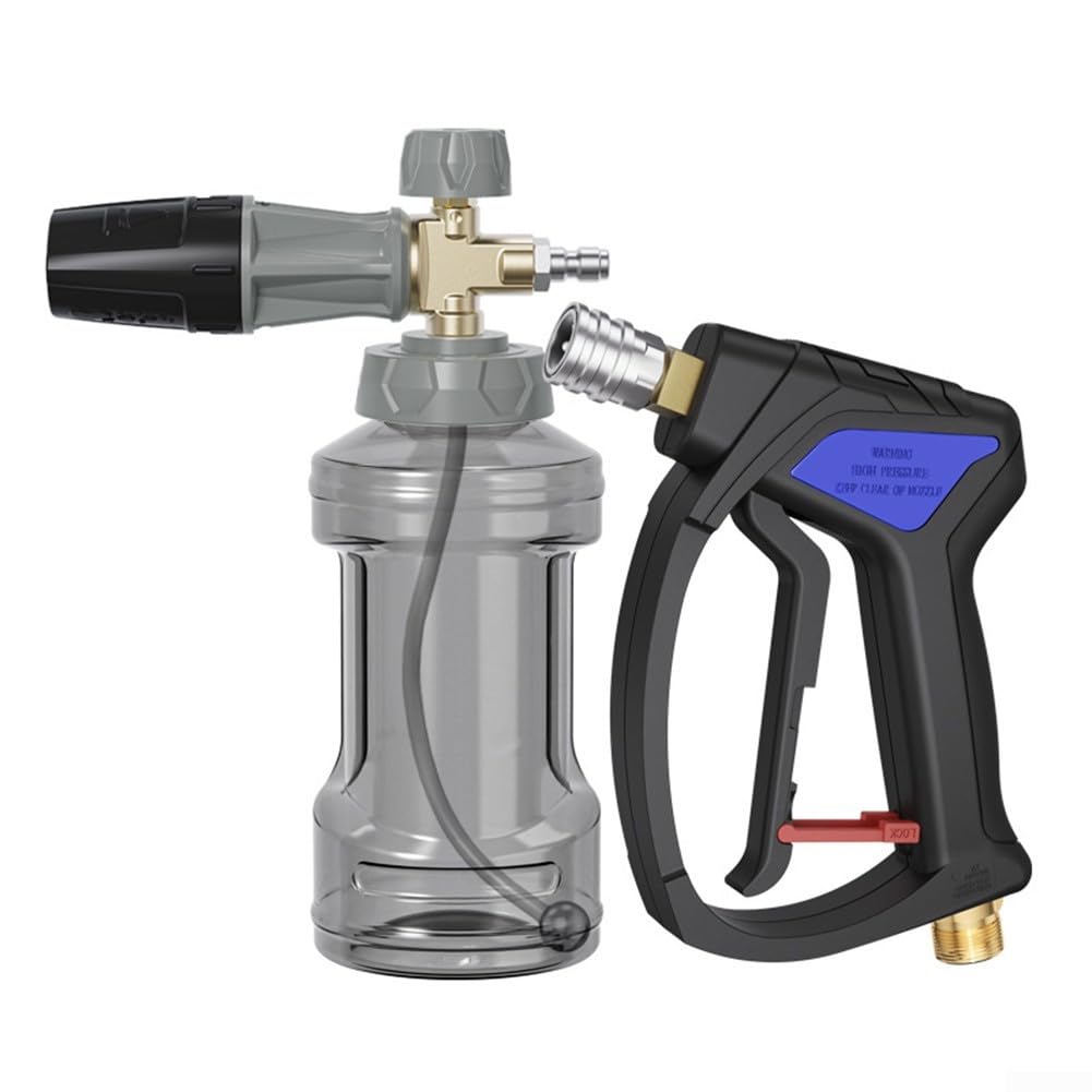 Lancia per idropulitrice ad alta pressione con flacone in schiuma di rame da 1000 ml, manico spray da 4000 PSI e set di ugelli regolabili per dispenser di sapone per lavaggio auto, kit di pulizia per