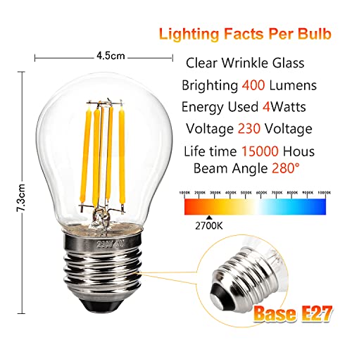 Leadleds G45 E27 Vintage Light Bulbs, 40W Equivalent Warm White LED Screw Bulb - Image 2