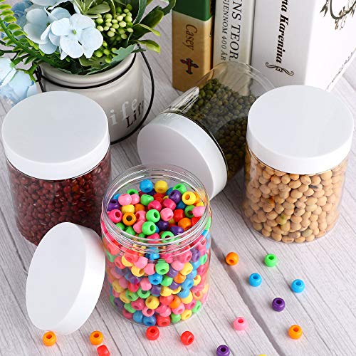 Image of Patelai 4 Pcs Plastic Jars Wide Mouth with Lids,10 Ounce,White