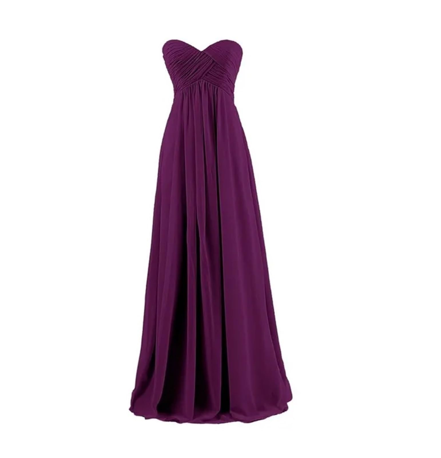 Vestido de Dama de Honor Largo sin Tirantes de Talla Grande en Color Rosa Burdeos, Vestido de Fiesta de Boda y graduación(NO.77 Grape Purple,12)