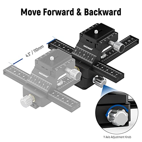 NEEWER 4-Way Macro Focusing Rail with Quick Release Plate for Arca Type 1/4 Inch Thread for Macro Photography & Close-up Photography - Image 4