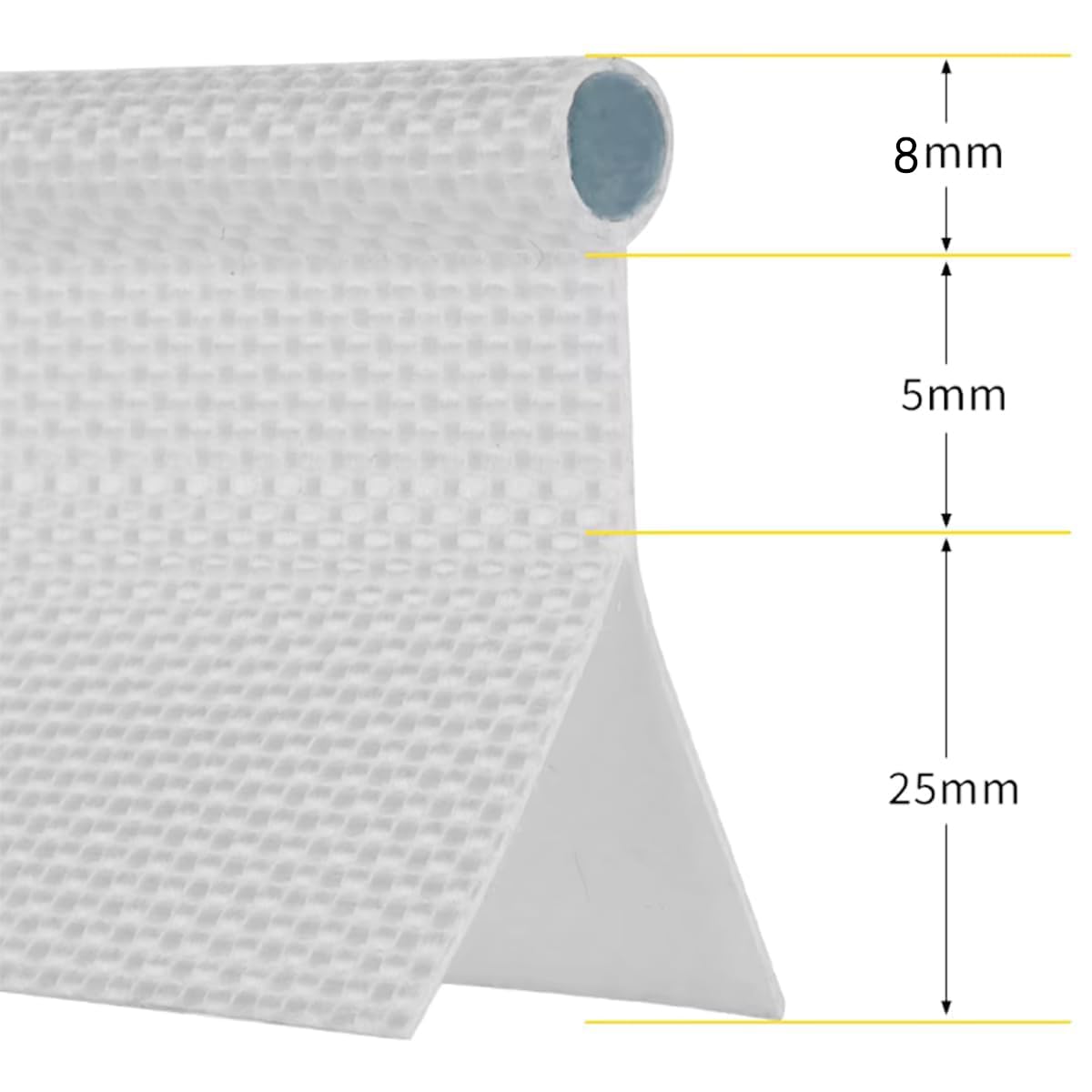 JUTTAUTO Lot de 3 mètres de passepoil pour rail d'auvent, 8 mm, blanc, double rabat, insert pour rail d'auvent Ka-dor avec noyau en PVC solide pour caravane/camping/tentes/autocaravane