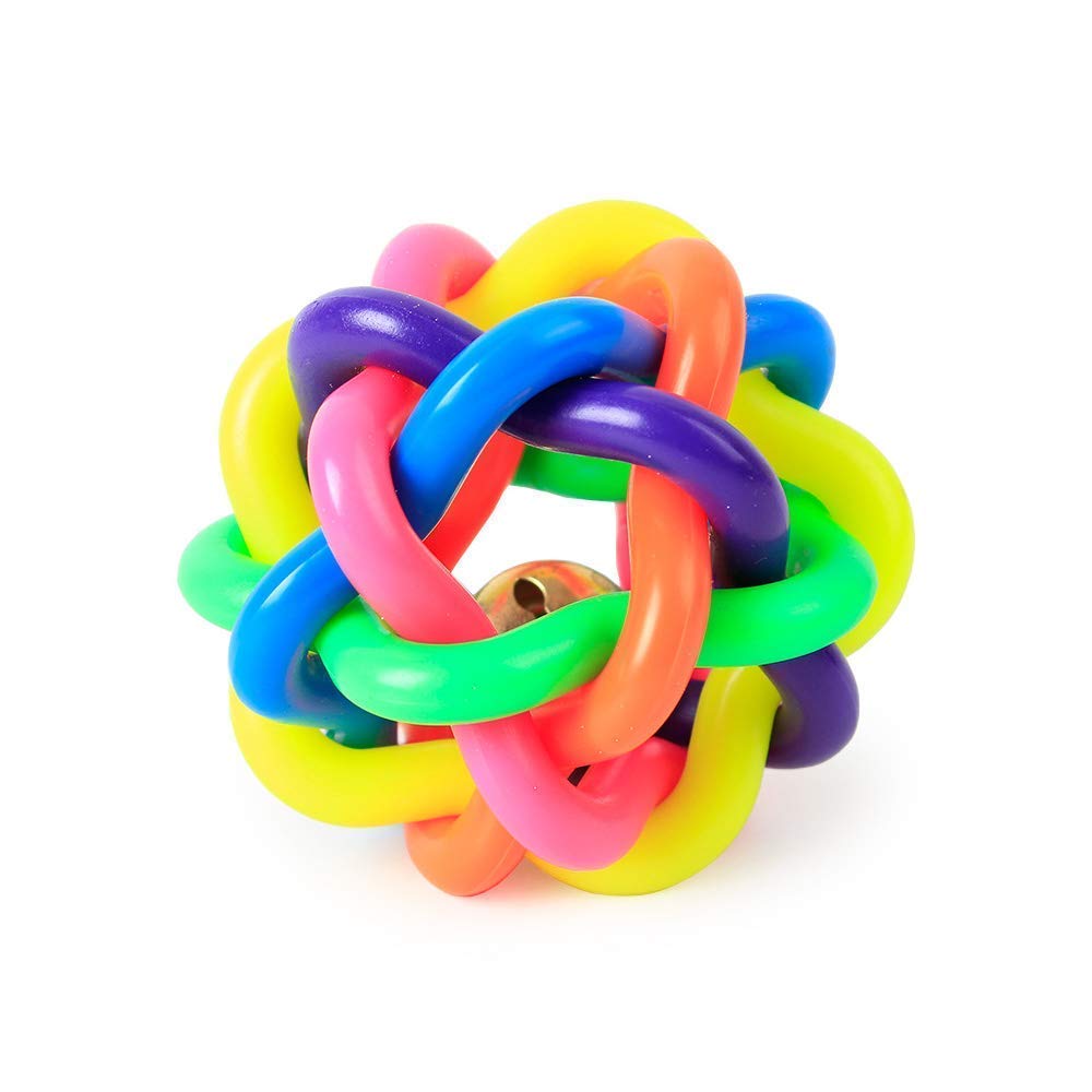 RvPaws Dog & Cat Chew Knot Ball Woven Braided Rainbow Bouncy Rubber Toy with Jingle Bell Inside for Pet Training and Teeth Cleaning (Multicolour, Medium) (B0949LBSVZ) Amazon Price History, Amazon Price Tracker