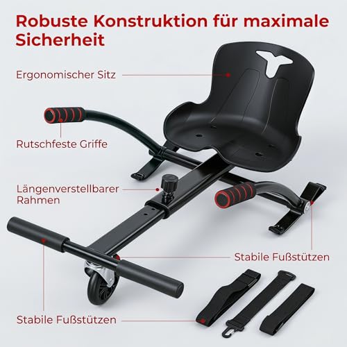 Asiento hoverboard ergonomico y ajustable con palancas de control de karting estable 3