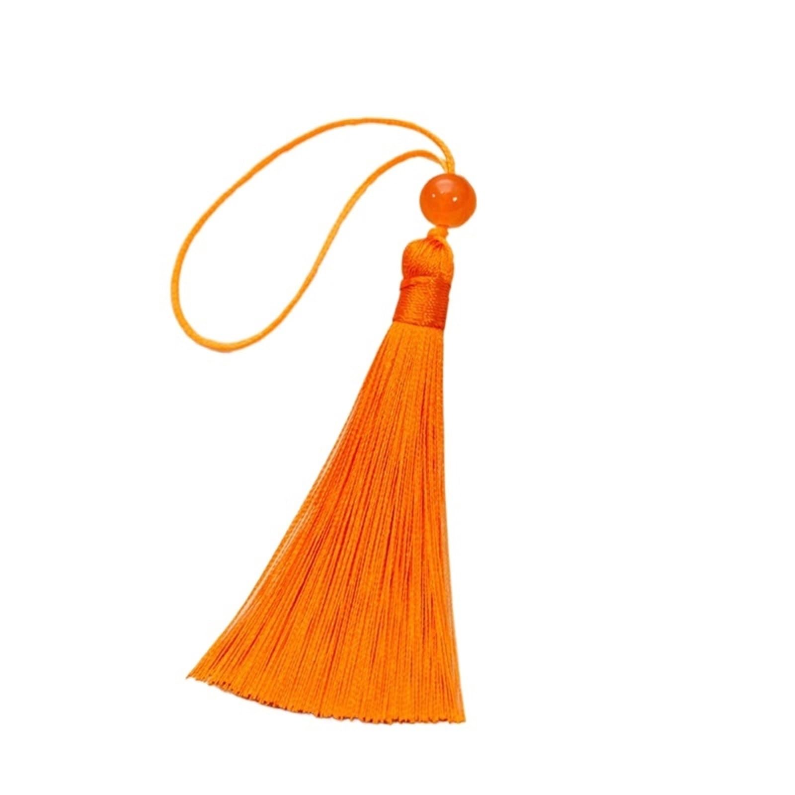Mini Tassels for Crafts 80pcs Silky Tassel Soft Mini With Jade Beads For DIY Jewelry Making Bookmarks Decor(Orange)