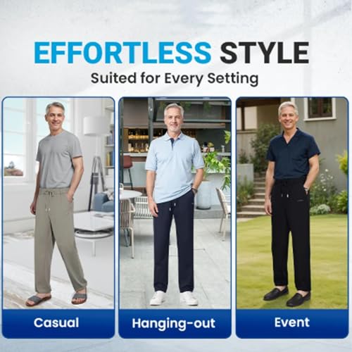 Aerostrides Pants Men, Pull on Waffle Stretch Casual Pants, Lacyaura Pant Men, Soft Breathable & Loose Fit4